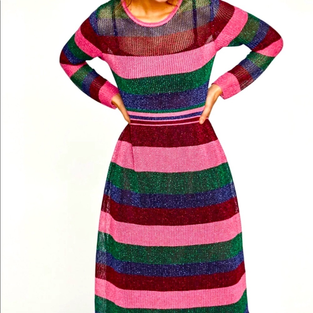 Zara Metallic Multi Color Knit Dress